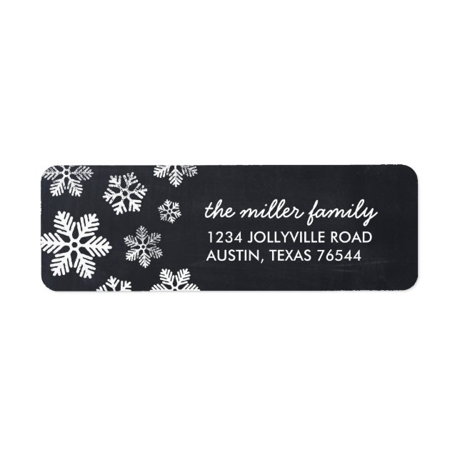 Russe Chalkboard Snowflakes Étiquette de adresse (Devant)