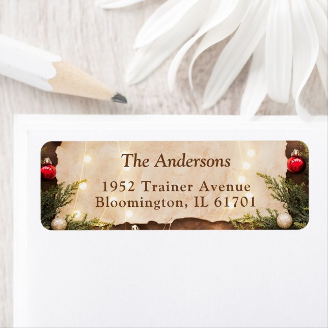 Russe Christmas String Lights Adresse de retour (En situation)