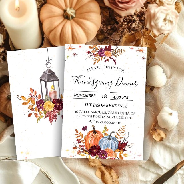 Russe Citrouille Thanksgiving Diner Invitation (Créateur téléchargé)