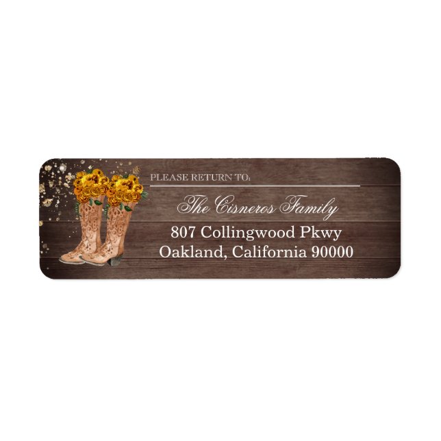 Russe Country Boots Yellow Roses Adresse de retour (Devant)