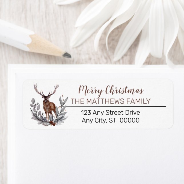 Russe Deer Buck Joyeux Noël Famille (En situation)