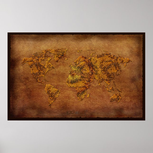Russe effet 3D World Map Art Poster (Devant)