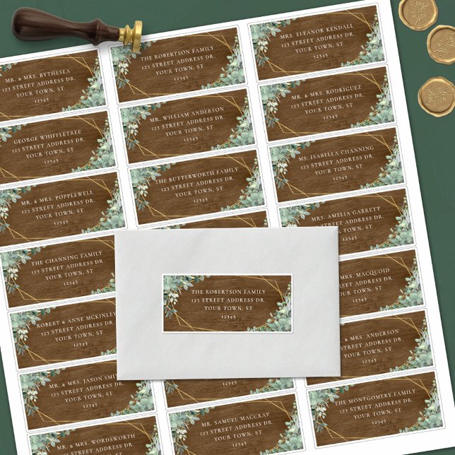 Russe Eucalyptus Mariage Étiquettes de adresse inv (Créateur téléchargé)