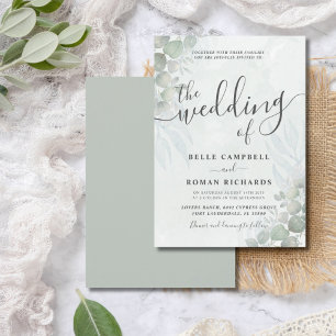 Russe Eucalyptus Sage Green Faire-part de mariage
