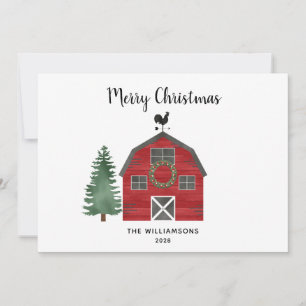 Russe Farm Buffalo Plaid Photo Carte de Noël
