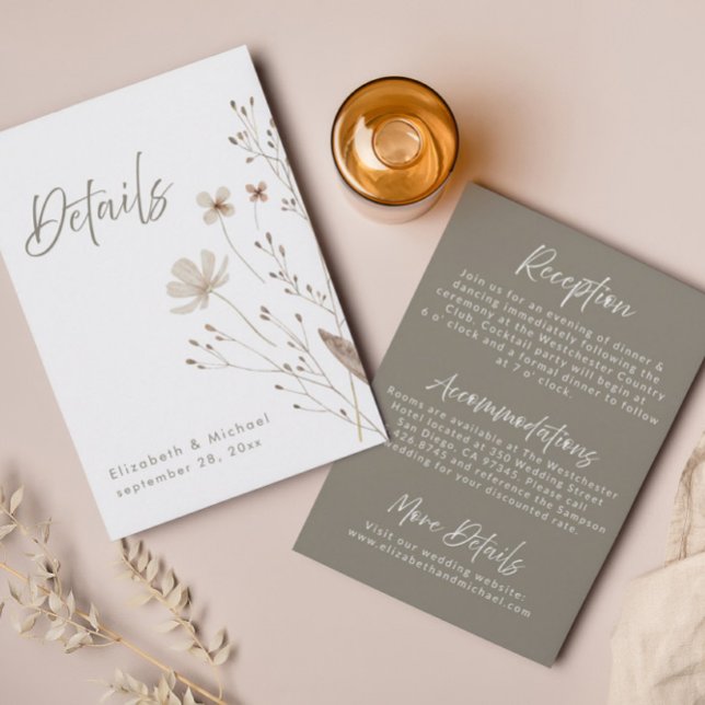 Russe Fleur sauvage Mariage Détails Carte de boîti (Créateur téléchargé)