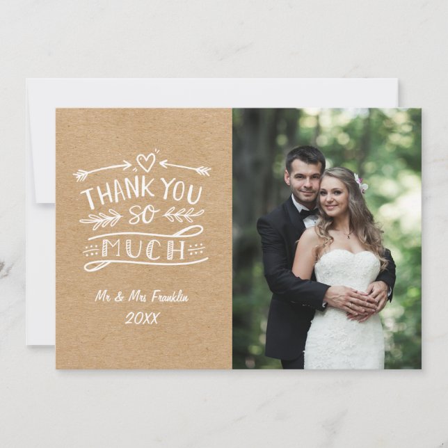 Russe Kraft Boho Mariage Photo Merci tellement (Devant)