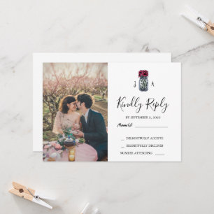 Russe mason pot photo mariage RSVP carte