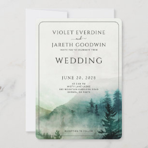 Russe Mountain Forest Mist Faire-part de mariage