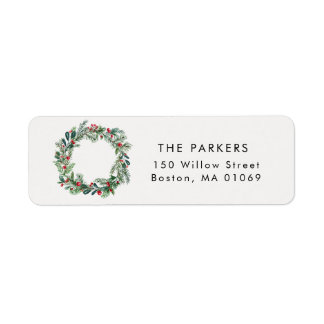 Russe Noël Holly Berries Pine Wreath Adresse