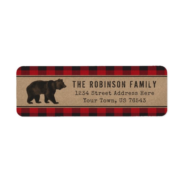 Russe Ours Kraft Red Plaid Adresse de vacances (Devant)