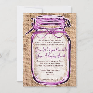 Russe Pays Mason Jar Burlap Faire-part de mariage