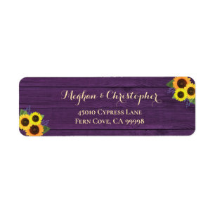 Russe Purple Sunflowers Mariage Adresse de retour