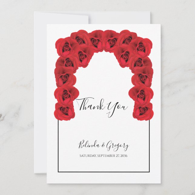 Russe Red Roses Mariage Carte de remerciements (Dos)