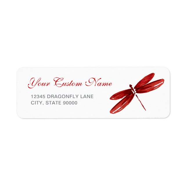 Russe rouge libellule aquarelle Adresse de retour (Devant)