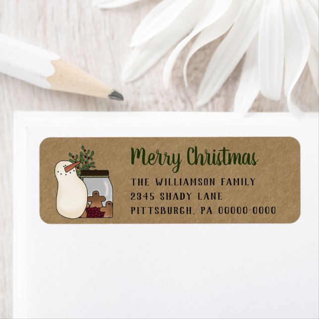 Russe Snowman & Gingerbread Kraft Adresse de retou (En situation)