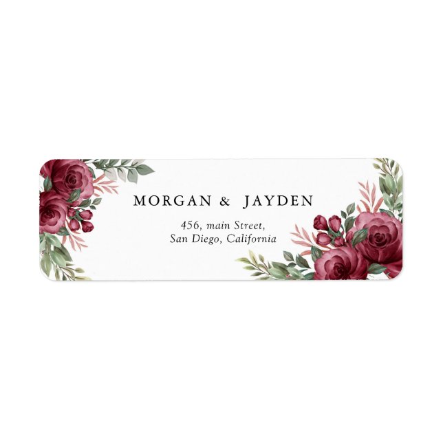 Russe Watercolor Pastel Maroon Bloom Adresse  (Devant)