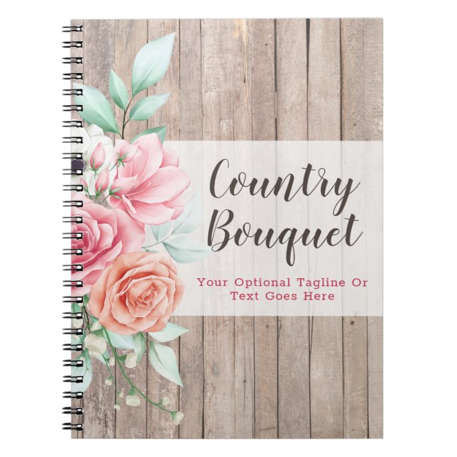 Russe Wood Country Farmhouse Floral Rose Journal (Devant)