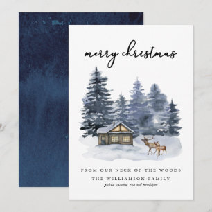Russe Woodlands Watercolor Joyeuse carte de Noël