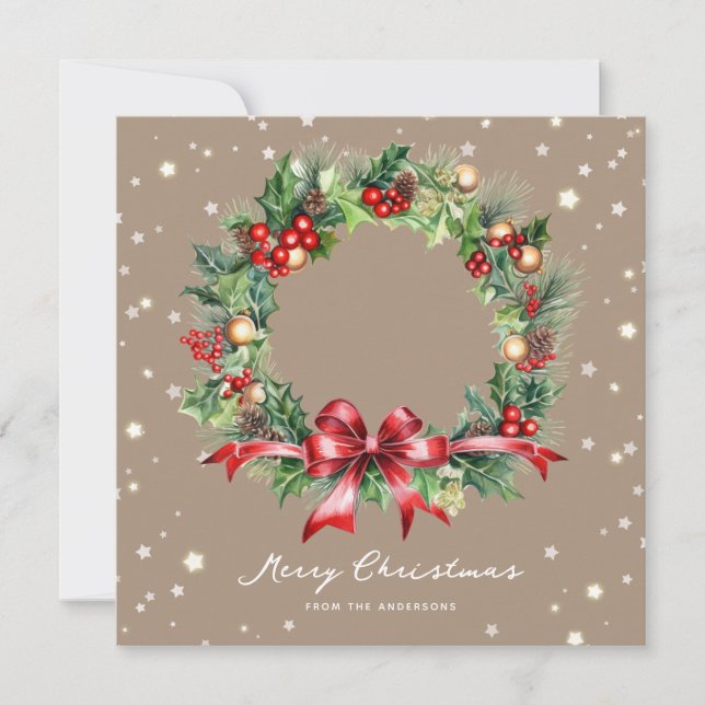 Russe Wreath Photo Joyeuse carte de Noël (Devant)