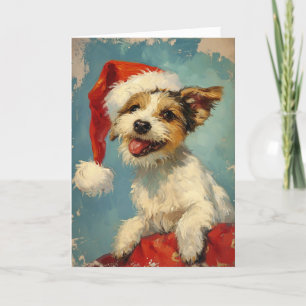 Russel Terrier vintage personalized Christmas  Holiday Card