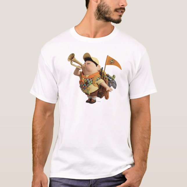 Russell blowing bugle - Disney Pixar UP T-Shirt (Front)