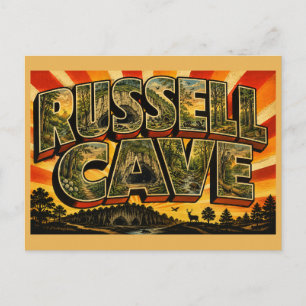 Russell Cave Alabama Cave Forest Vintage Art Postcard