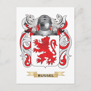 Russell Coat of Arms (Family Crest) Postcard