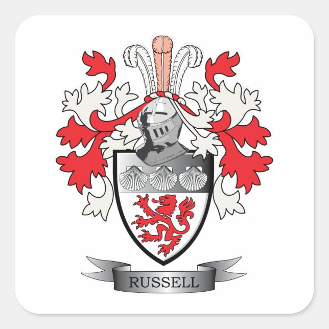 Russell Coat of Arms Square Sticker (Front)