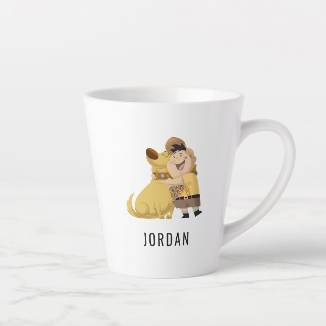 Russell hugging Dug - Pixar UP! Latte Mug (Right)