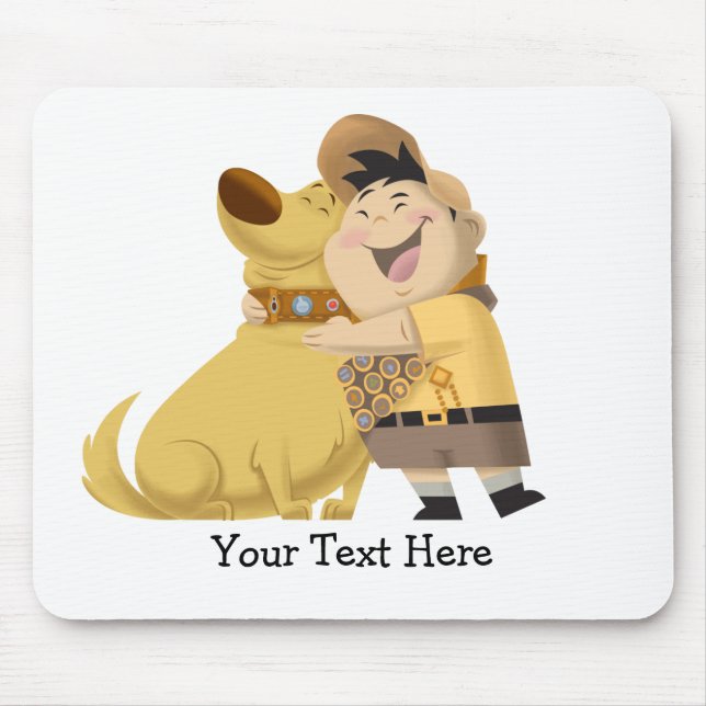 Russell hugging Dug - Pixar UP! Mouse Pad (Front)