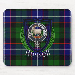 Russell Scottish Clan Tartan and Crest  Mouse Pad