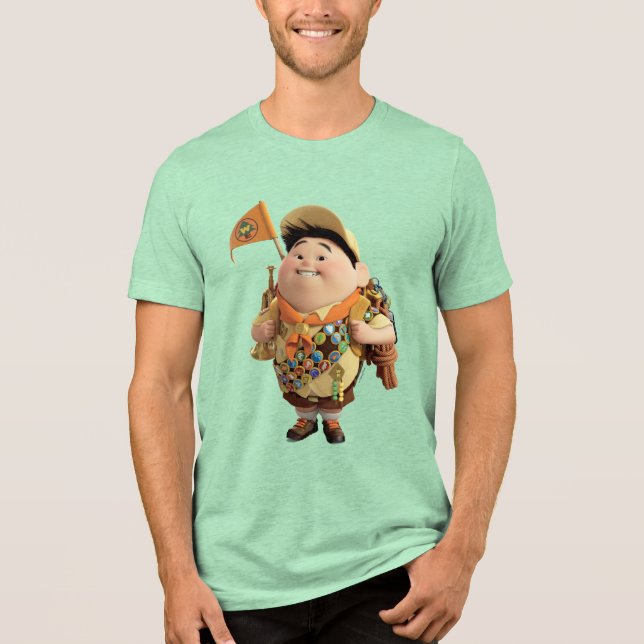 Russell smiling - the Disney Pixar UP Movie 2 Tri-Blend Shirt (Front)