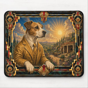 Russell Terrier, Art Deco Dog Mouse Pad