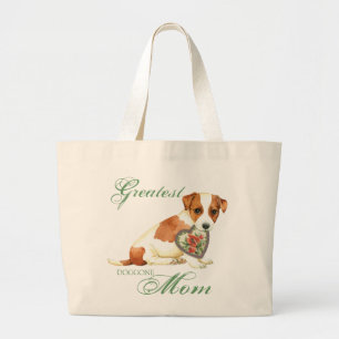 Russell Terrier Heart Mom Large Tote Bag