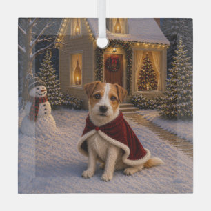 Russell Terrier Holiday  Glass Ornament