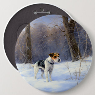 Russell Terrier Let It Snow Christmas 6 Inch Round Button