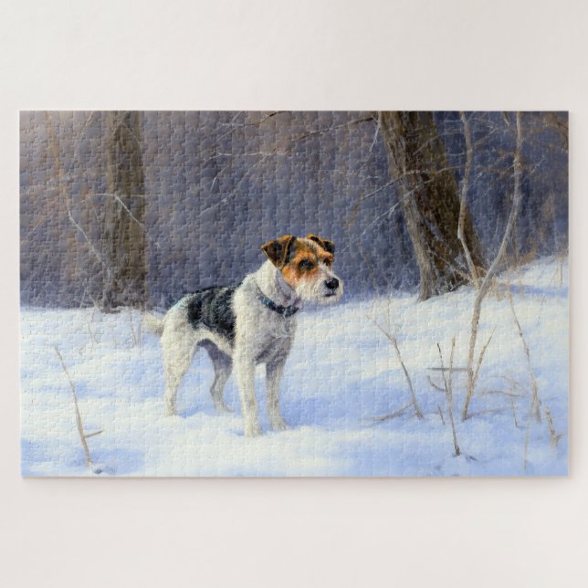 Russell Terrier Let It Snow Christmas Jigsaw Puzzle (Horizontal)