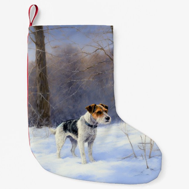 Russell Terrier Let It Snow Christmas Small Christmas Stocking (Front)