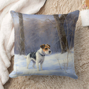 Russell Terrier Let It Snow Christmas Throw Pillow