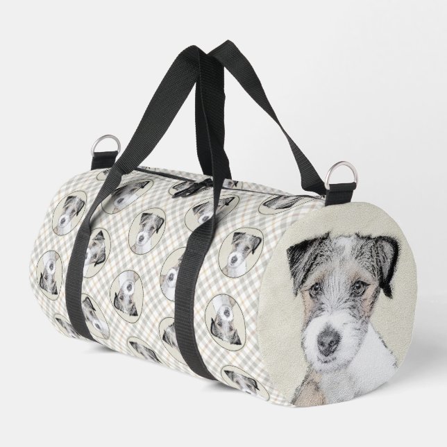 Russell Terrier Painting Rough Original Dog Art Duffle Bag (Left Corner)