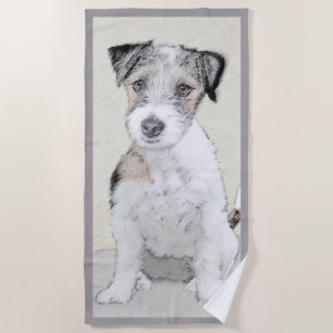 Russell Terrier Rough Painting - Original Dog Art Beach Towel