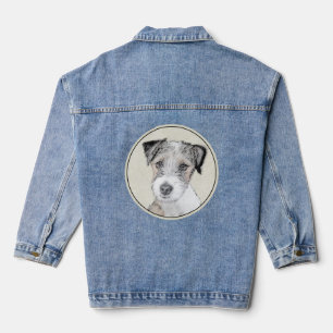 Russell Terrier Rough Painting - Original Dog Art Denim Jacket