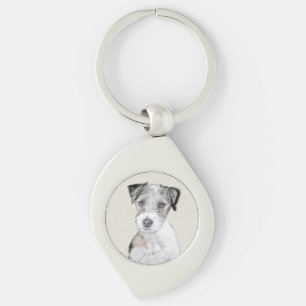 Russell Terrier Rough Painting - Original Dog Art Keychain