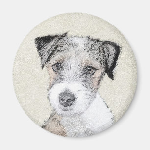 Russell Terrier Rough Painting - Original Dog Art Magnet