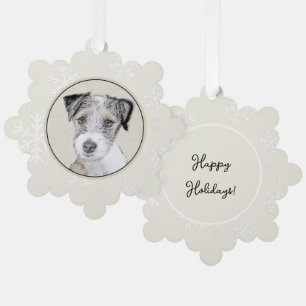 Russell Terrier Rough Painting - Original Dog Art Ornament Card