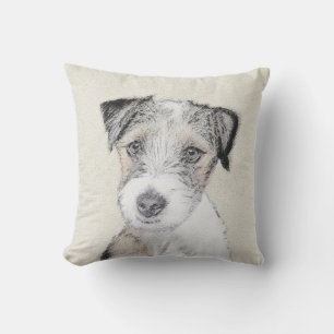 Russell Terrier Rough Painting - Original Dog Art Outdoor Pillow