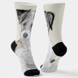 Russell Terrier Rough Painting - Original Dog Art Socks