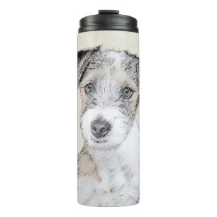 Russell Terrier Rough Painting - Original Dog Art Thermal Tumbler