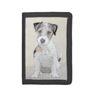 Russell Terrier Rough Painting - Original Dog Art Trifold Wallet